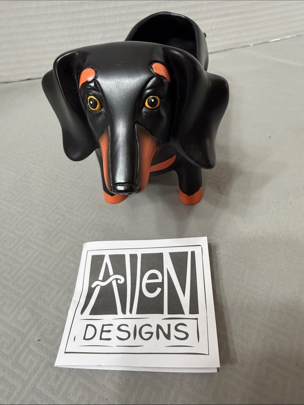 Allen Designs Baby Otis Dachshund Dog Figurine Planter Black with Orange Accents - Picture 7 of 11